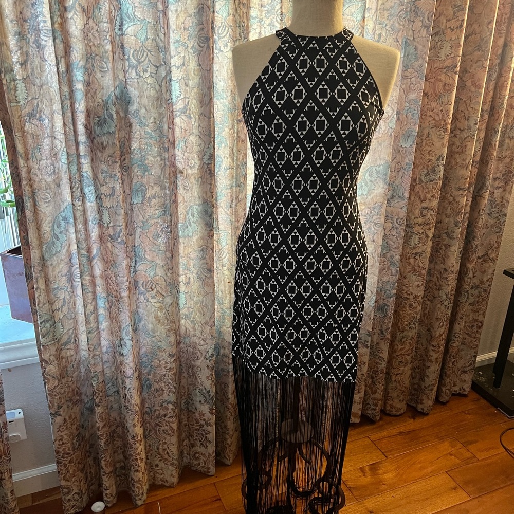 H&M Black and White Geometric Maxi Dress